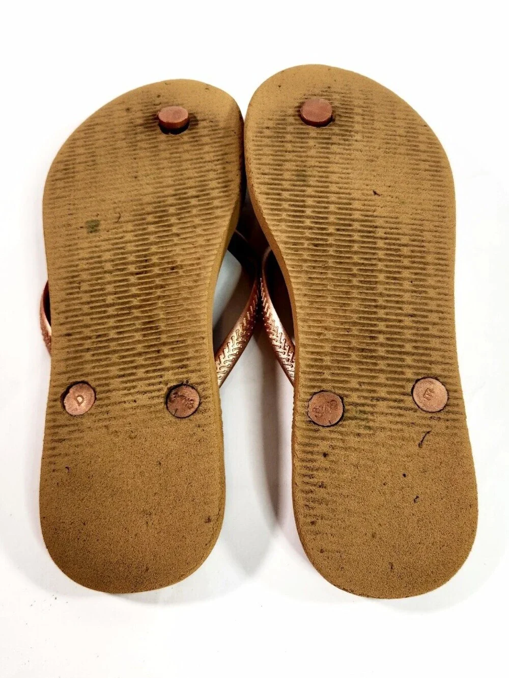 Havaianas Brown Flip Flop Sandals with Rose Gold Straps